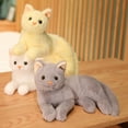 KEVCHE 30cm Cute Real Life Plush Cats Doll Stuffed Lying Cat Plush Toys