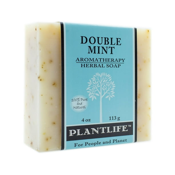 Jabón en barra Plantlife Double Mint - Jabón hidratante y calmante para tu piel - Hecho a mano con ingredientes a base de plantas - Hecho en California Barra de 4oz