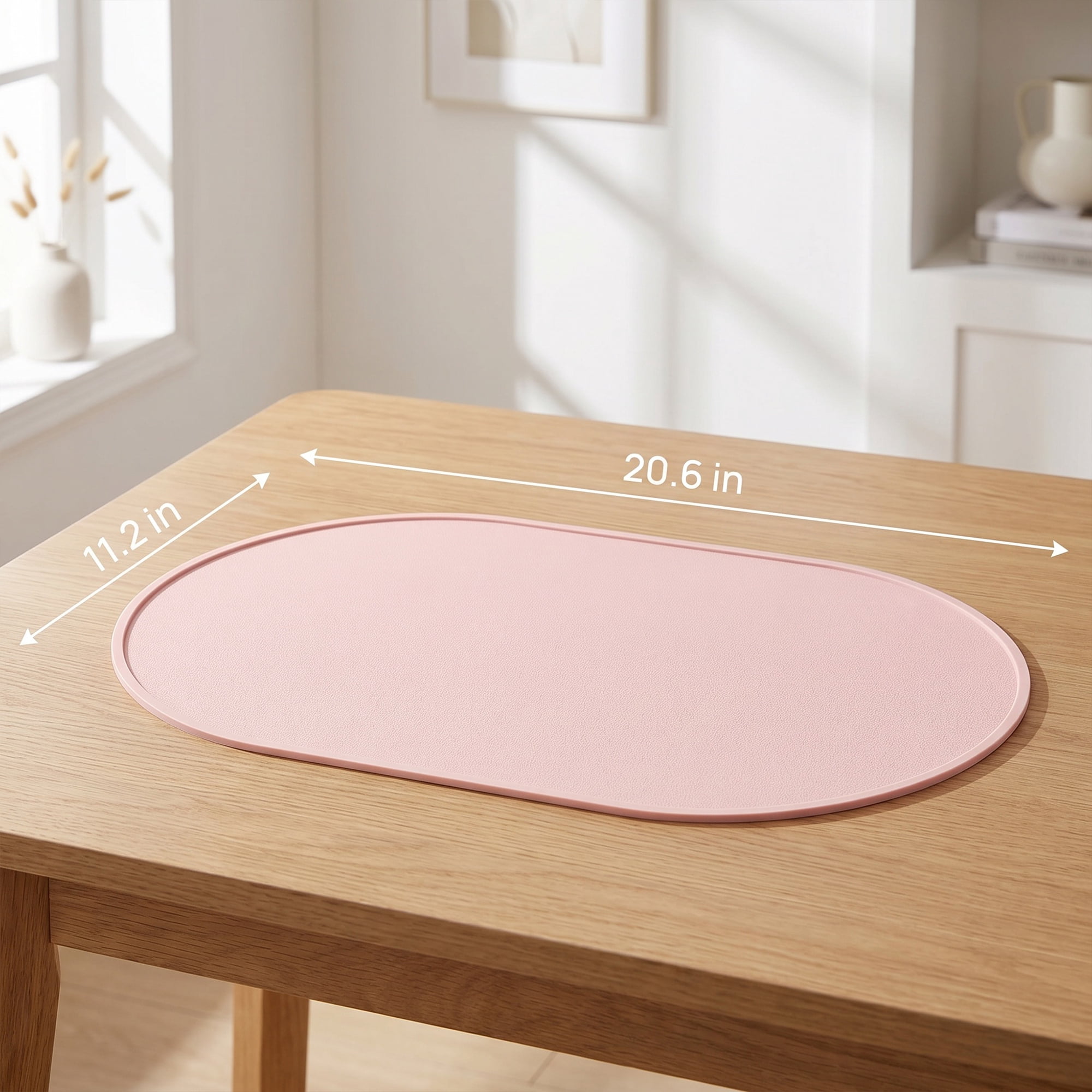 Unique Bargains 6 Pack Silicone Placemats for Kitchen Dining Table Decor Pink 21"x11"