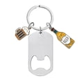 thumbnail image 1 of Abridor de botellas con forma de llavero, metal, diseño de botella y jarra de cerveza, 1 of 1