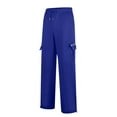 thumbnail image 4 of Men's Casual Cargo Sweatpants - Fleece Loose Fit Open Bottom with Pockets Drawstring Waist Athletic Pants for Men's Daily Wear​ Blue S, 4 of 7