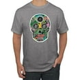 thumbnail image 1 of Day Of The Dead Calavera Skull Colorful Trippy | Mens Pop Culture Graphic T-Shirt, Heather Grey, 2XL, 1 of 4