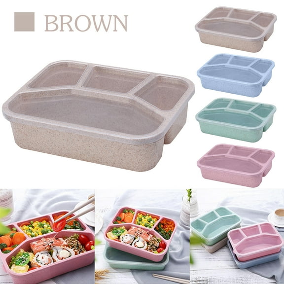 Skegnu Back to School Supplies Under $10 Lunch Box Reusable 4-Compartment Plastic Divided Food Storage Container Boxes Lunch Box for Women on Clearance