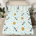thumbnail image 2 of Feelyou Kawaii Rabbit Animal Twin Sheet Sets for Kids, Cartoon Easter Eggs Twin Fitted Sheet, Groovy Flower Leaf Flat Sheet, Luxury Bedroom Decor, 3-Piece, 2 of 7