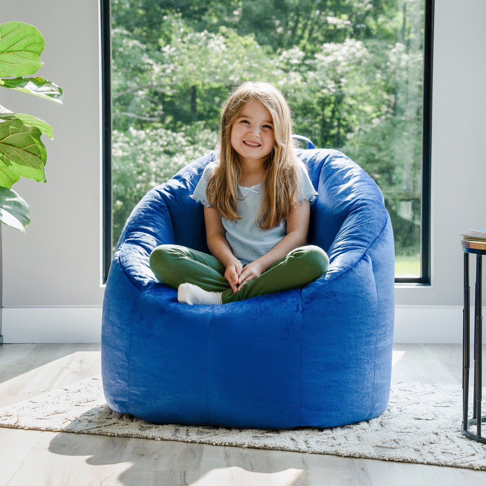 Big Joe Joey Bean Bag Chair for Kids/Teens, 2.5 ft Plush Lounge Chair, Soft & Lightweight, Electric Indigo