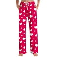 thumbnail image 2 of Bovxnpu Mens Pajamas Pants Valentine's Day Heart Print Side Pocket Drawstring Waist Pants Sleepwear, 2 of 6