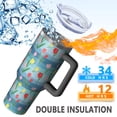 thumbnail image 5 of 40oz Pioneer Flower Floral Print Pattern Insulated Tumbler with Handle, BPA-Free Leak Proof Lid and Straws, Double Wall Vacuum, Hot 12h/Cold 34h, 5 of 6