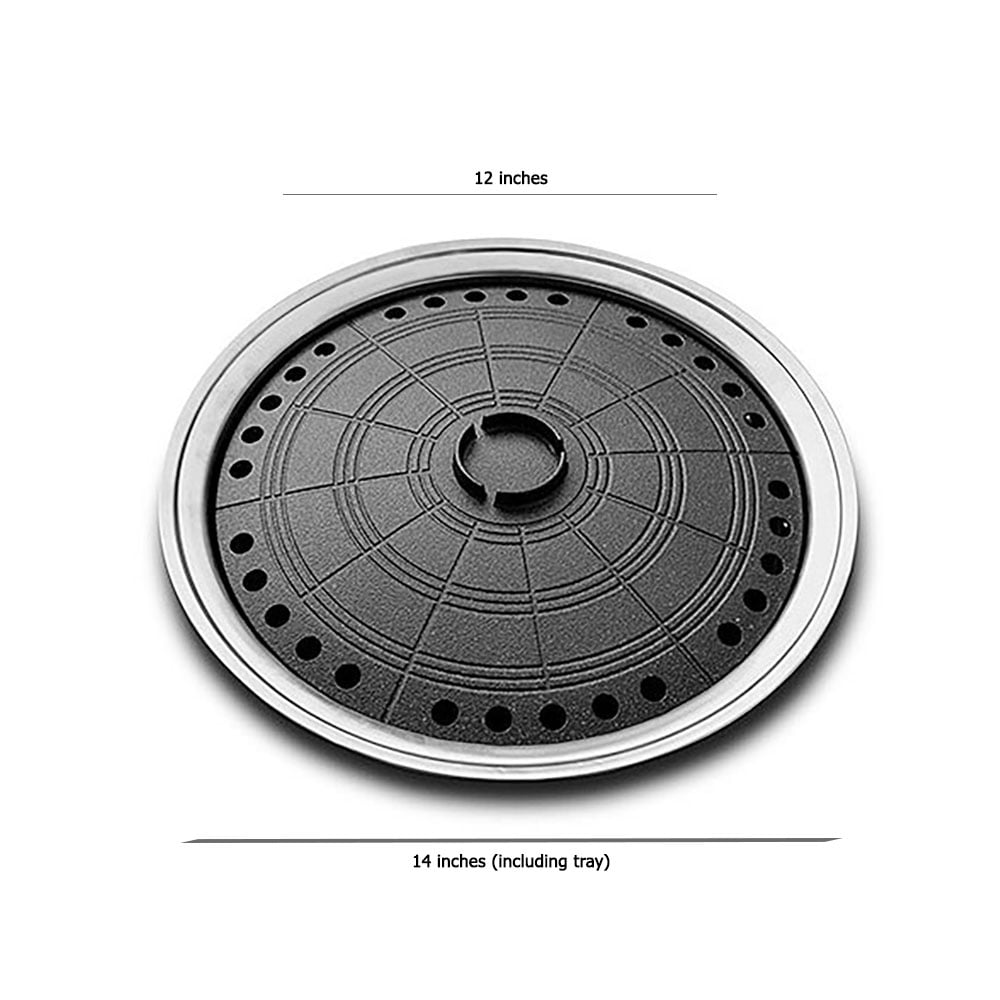 Suntouch Korean BBQ Round Multi Grill Plate, Caldron Shape, Tabletop Indoor Outdoor Grill Pan