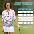 thumbnail image 7 of Uorisanigo Colorful Butterflies Womens 3/4 Sleeve Golf Shirts Size L Breathable Athletic Polo Workout Tops Fashionable Zipper Neck Relaxed Tennis Tops Relaxed Casual Outing Wear, 7 of 7