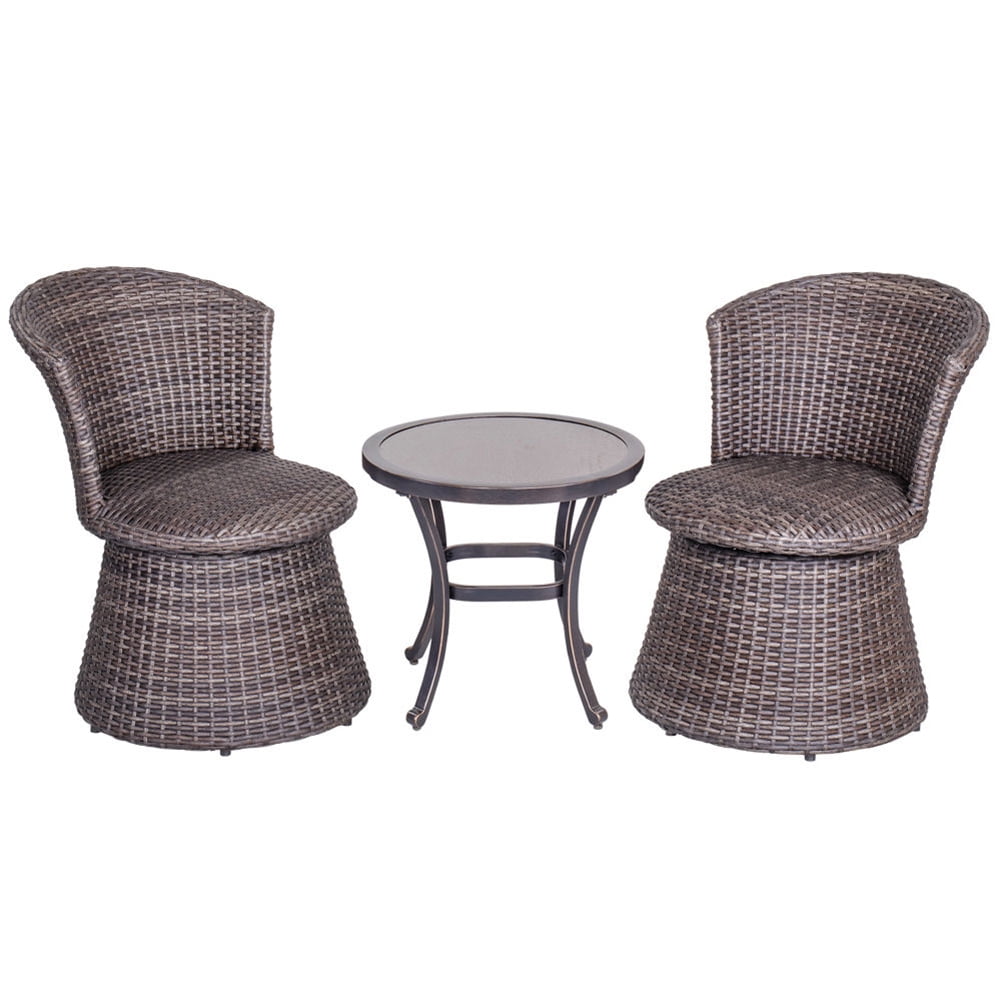 Kepooman Balcony Garden Table and 2 Chairs for Home, Brown Kepooman Balcony Garden Table and 2 Chairs for Home, Brown