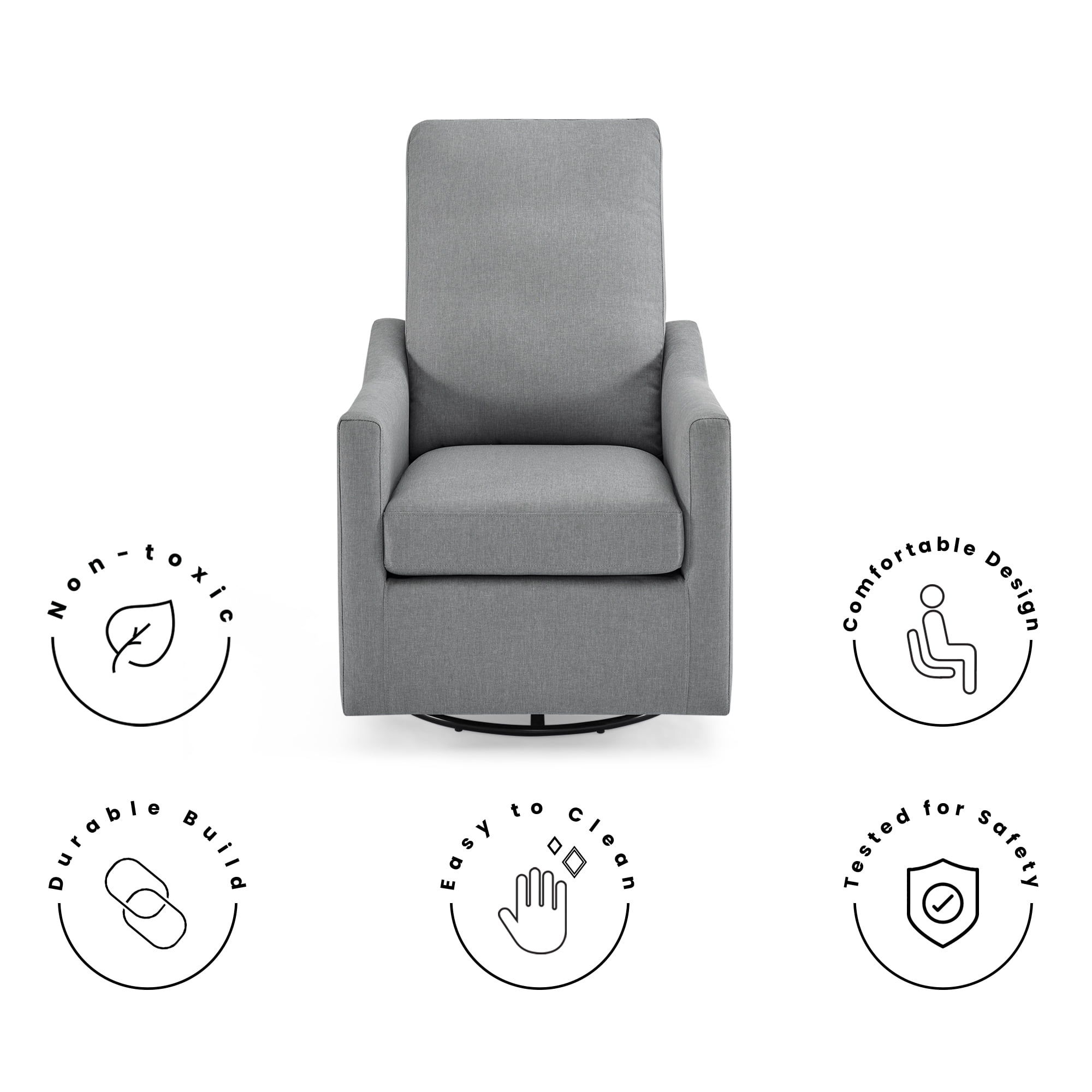 Delta Children Adley Nursery Glider Swivel Chair - Greenguard Gold Certified, French Grey