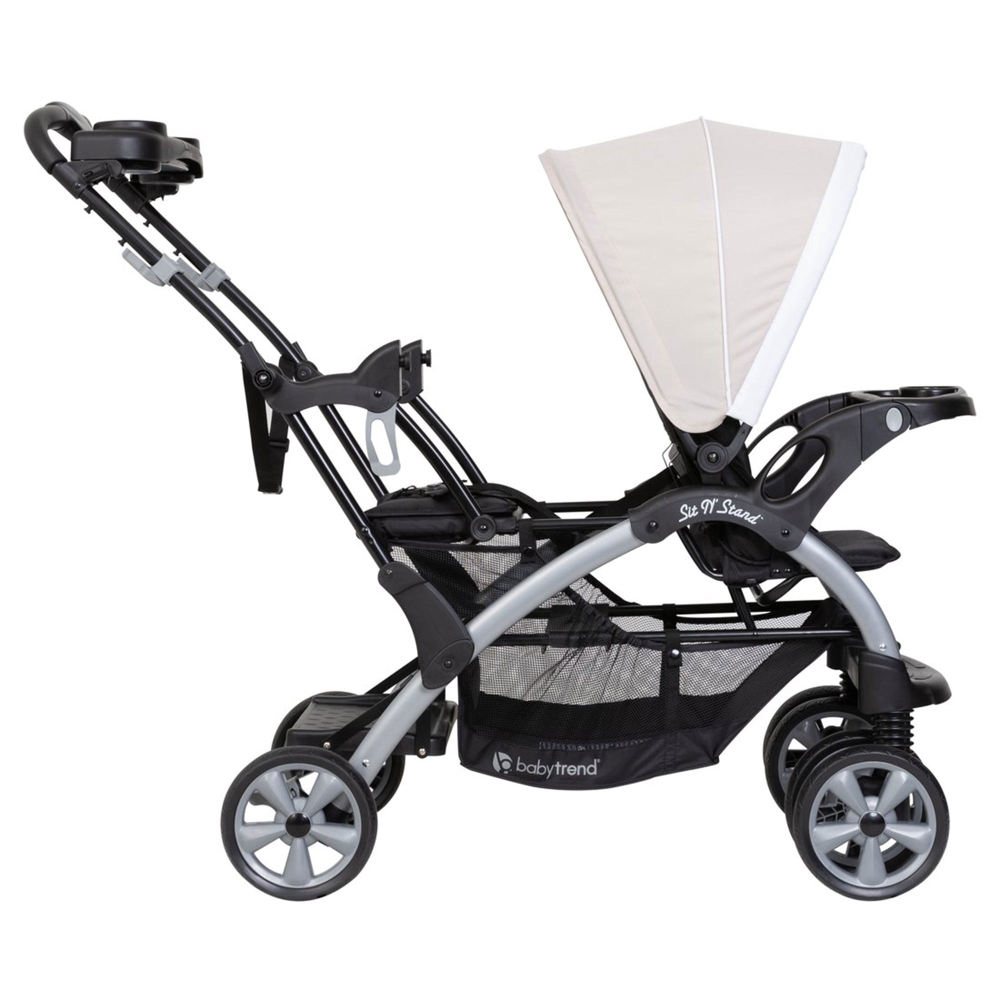 Baby Trend Sit N' Stand Easy Fold Travel Toddler  Baby Double Stroller, Khaki