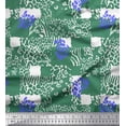 thumbnail image 1 of Soimoi Green Cotton Duck Fabric Brush Stroke & Leopard Animal Skin Print Fabric by Yard 42 Inch Wide, 1 of 3