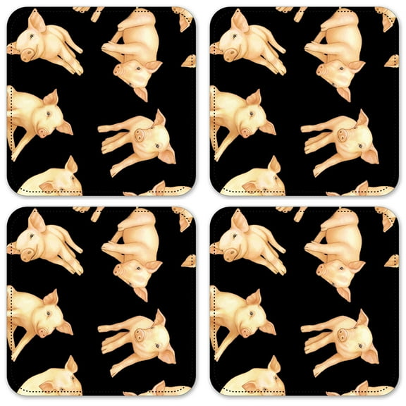 Vinyl Drink Coasters - Set of 4 - Piglets