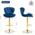 thumbnail image 6 of JESTOP Modern Swivel Pub Height Barstool Set of 2, High Dining Chair with Velvet Seat, Backrest, Armless Hydraulic Counter Stool, Gold Base Island Stool, 6 of 7