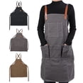 thumbnail image 2 of lanema Canvas Apron For Men And Women Adjustable Back Strap With Pockets Waterproof Kitchen BBQ Tool, 2 of 19