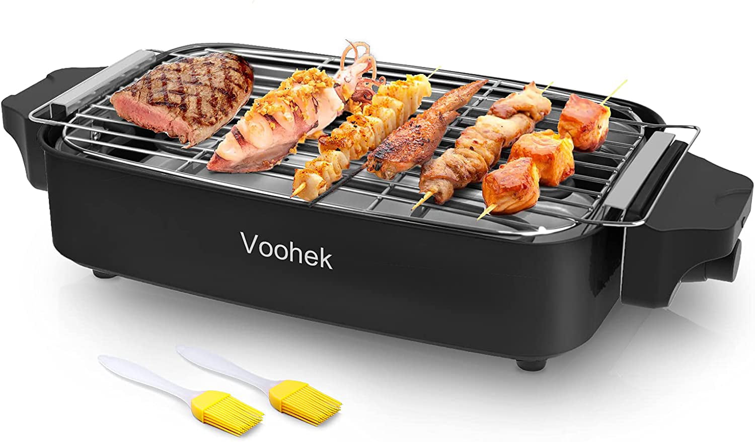 Smokeless Indoor Electric Grill 1800 Watts Non-Stick BBQ Removable w/ Glass Lid 