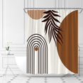 thumbnail image 2 of Mid Century Modern Shower Curtain Boho Abstract Brown Arch Sun Leaves Simple Minimalist Aesthetic Brown Plant Fabric Bathroom Curtains Decor Set with Hooks(72" WX72 H), 2 of 4