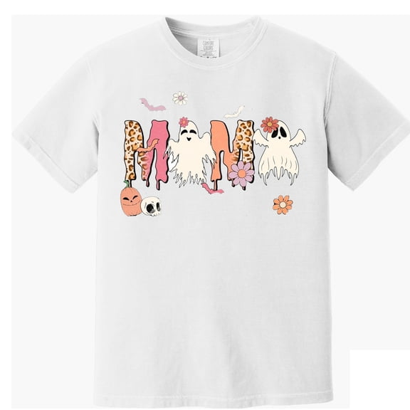 T-Shirt Mama Spooky Season Vibes Women's Comfort Colors T-Shirt with Cute "Mama" Design for Halloween