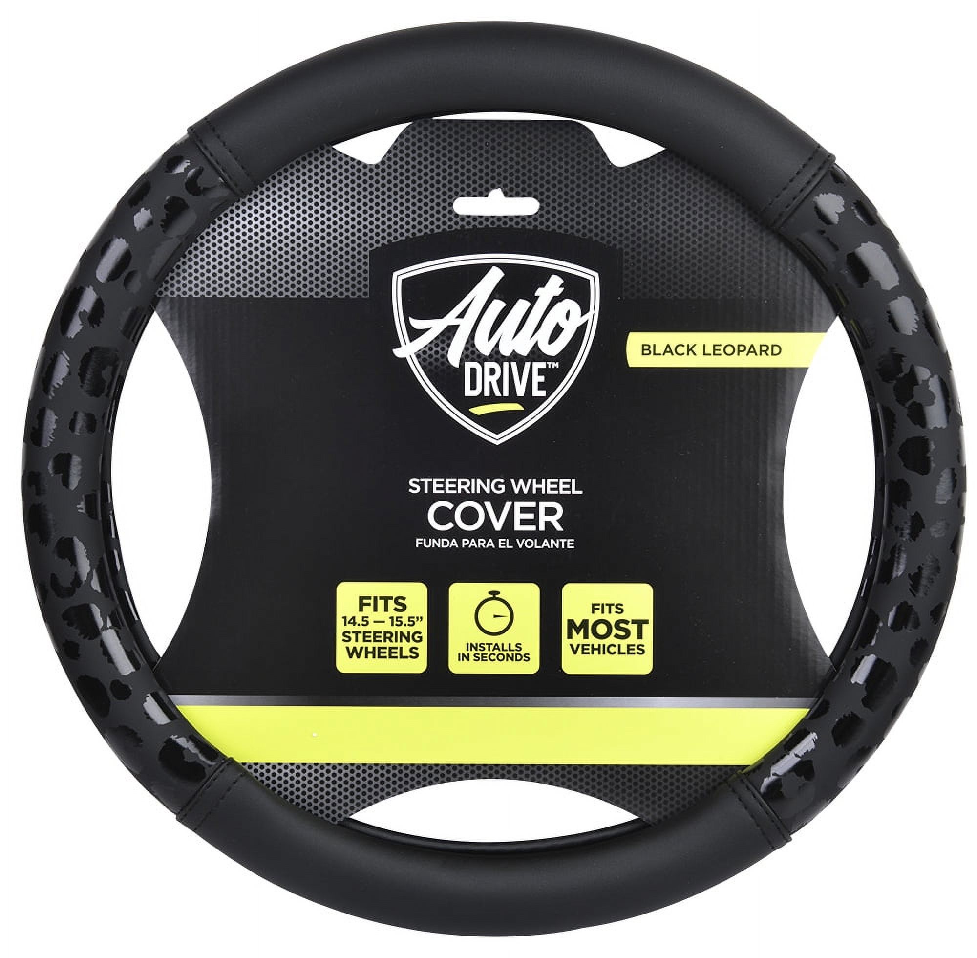 Auto Drive Black Leopard Steering Wheel Cover Universal photo 3