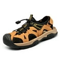 thumbnail image 2 of Men's Closed Toe Leather Sandals Outdoor Hiking Beach Sandal Waterproof Athletic Fisherman Shoes, 2 of 7