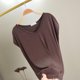 thumbnail image 1 of Pijama de manga corta para mujer, color liso, manga corta, camiseta fina con cuello en V, pijama de manga corta, blusa de poliéster para mujer, 1 of 8
