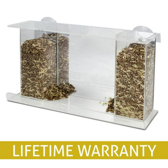 Petsn All Dual Column 1 Way Mirror 2 Cup Window Bird Feeder For Multiple Species