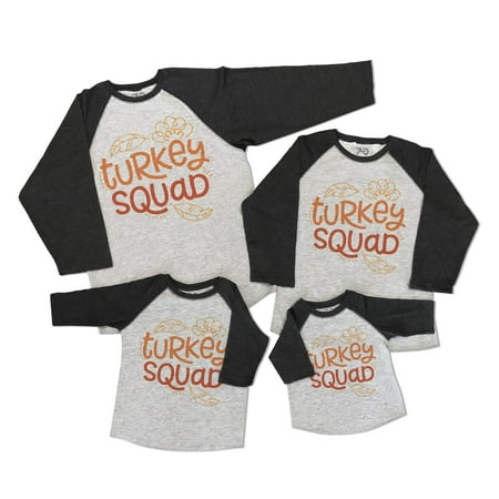 

7 ate 9 Apparel Matching Family Happy Thanksgiving Shirts - Turkey Squad Shirt Grey Shirt 3T