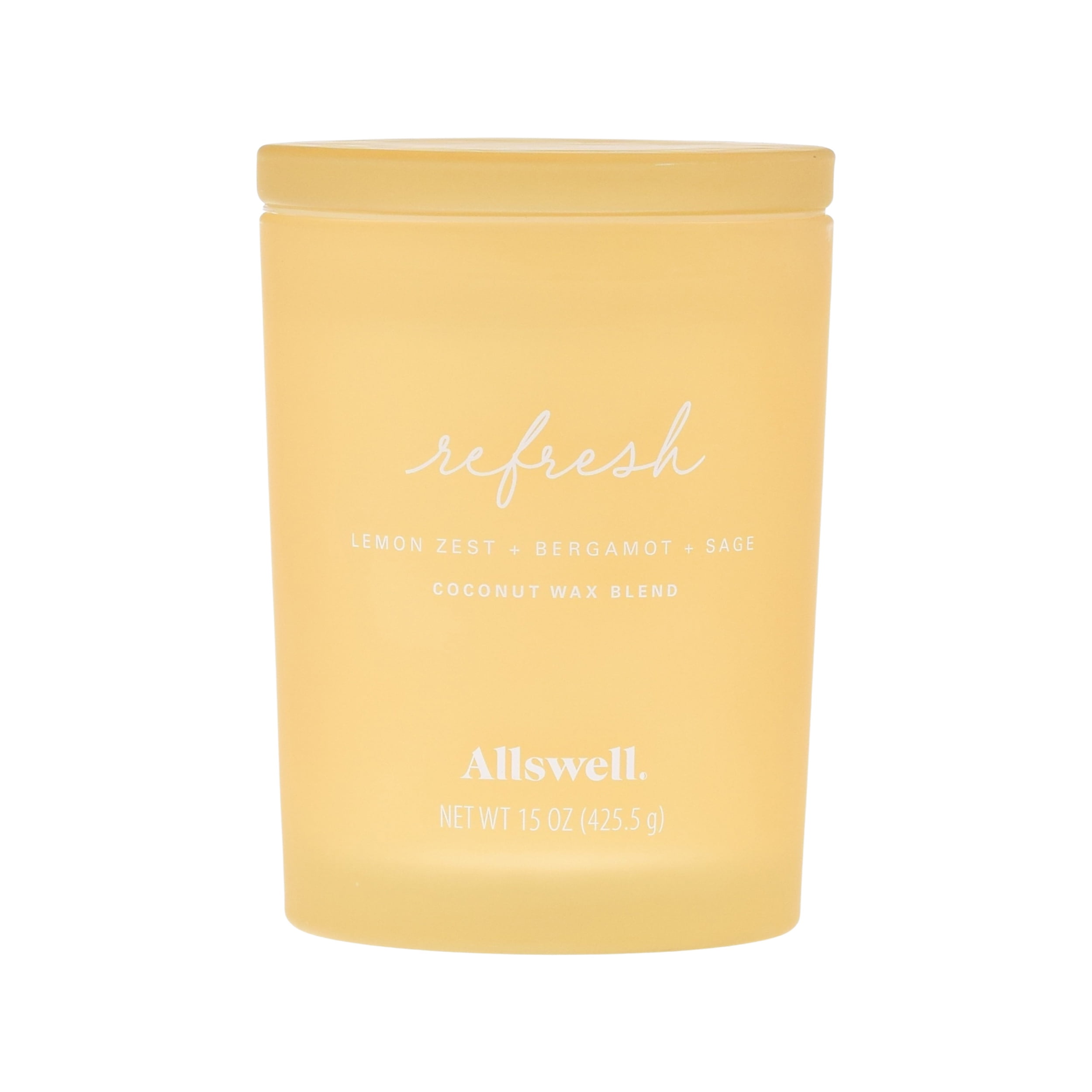 Allswell 15oz Scented 2Wick Spa Candle Refresh (Lemon Zest + Bergamot + Sage)