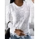 thumbnail image 1 of Blusa de manga larga con cuello redondo para mujer, camisa Sexy de retales de encaje blanco, Top de malla, camisas elegantes ahuecadas, rosa, primavera 2024, 1 of 5