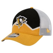 Men's New Era Gold/Black Pittsburgh Penguins Hockey Sock 9FORTY A-Frame M-Crown Adjustable Trucker Hat