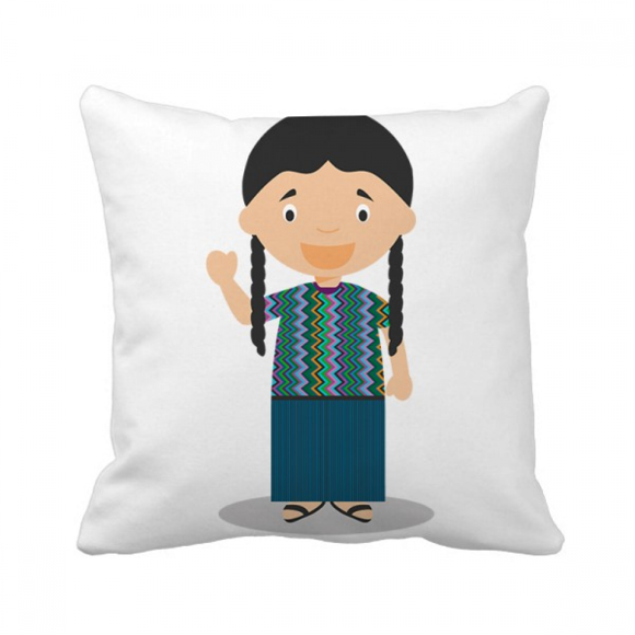 Long Pigtail Guatemala Cartoon Throw Pillow Sleeping Sofa Cushion Cover