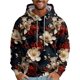 thumbnail image 1 of Men's Loose Flowers Printed Hooded Sweatshirt Men's Casual Fashion Sports Sweatshirt4XL, 1 of 4