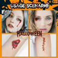 thumbnail image 4 of Halloween Tattoos For Adults,Fake Zombie Prank Makeup Stitches Scars Cuts Stickers Wound Realistic Pattern Vampire Bite Marks Kids Clown Bloody Props, 4 of 4