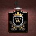 thumbnail image 2 of Letter W Initial Fancy Gold Crown BLACK Aluminum Composite Sign 20''x24'', 2 of 9