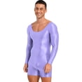 thumbnail image 4 of Traje de baño ajustado para hombre, mono con escote redondo brillante oleoso, traje de baño Mankini de una pieza, ropa para discoteca, traje para gimnasio y Fitness, 4 of 5