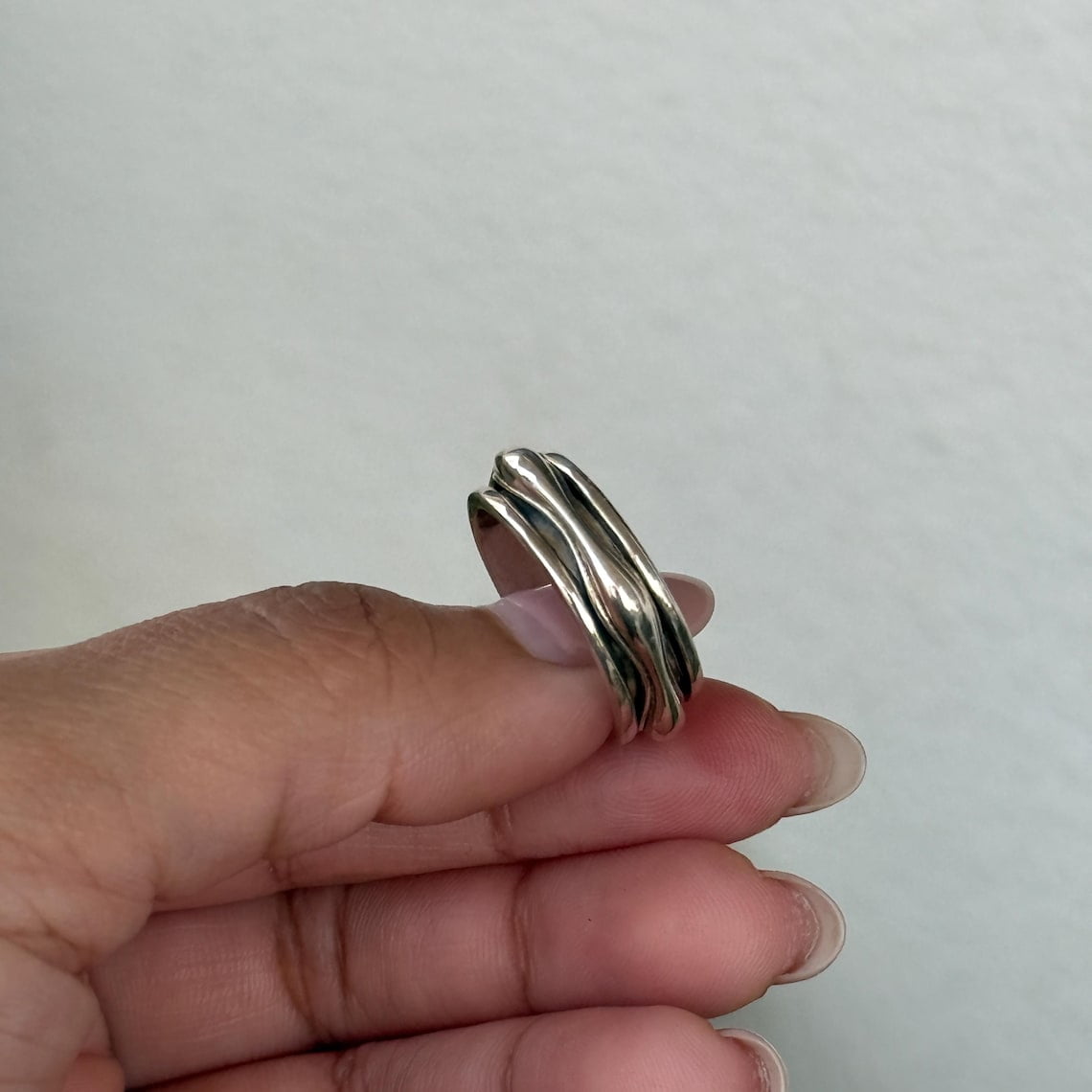 SS DESIGNS- Handmade Boho Fidget Spinner ring for women, 925 boho Spinner ring for her, Thumb spinner ring for her, Birthday gift rings
