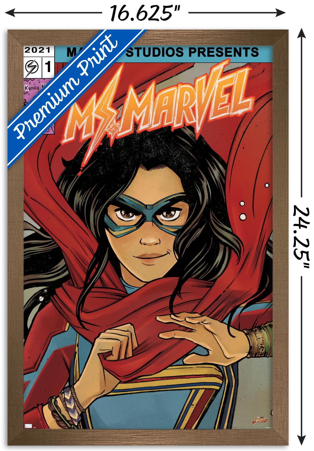 Marvel Ms. Marvel - Comic Wall Poster, 14.725" x 22.375" Framed