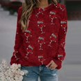 thumbnail image 2 of WEAIXIMIUNG Chandails Courts pour Femmes Automne/hiver Mode Chandail d'Extérieur Col Rond Imprimé de Noël Tricot Grossier Chandail à Enfiler Chandail à Capuchon Haut, 2 of 5