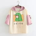 thumbnail image 1 of Chemise Décontractée pour Femmes avec Motif Animal Dinosaure Mignon, à Capuche, Manches Courtes, 1 of 4