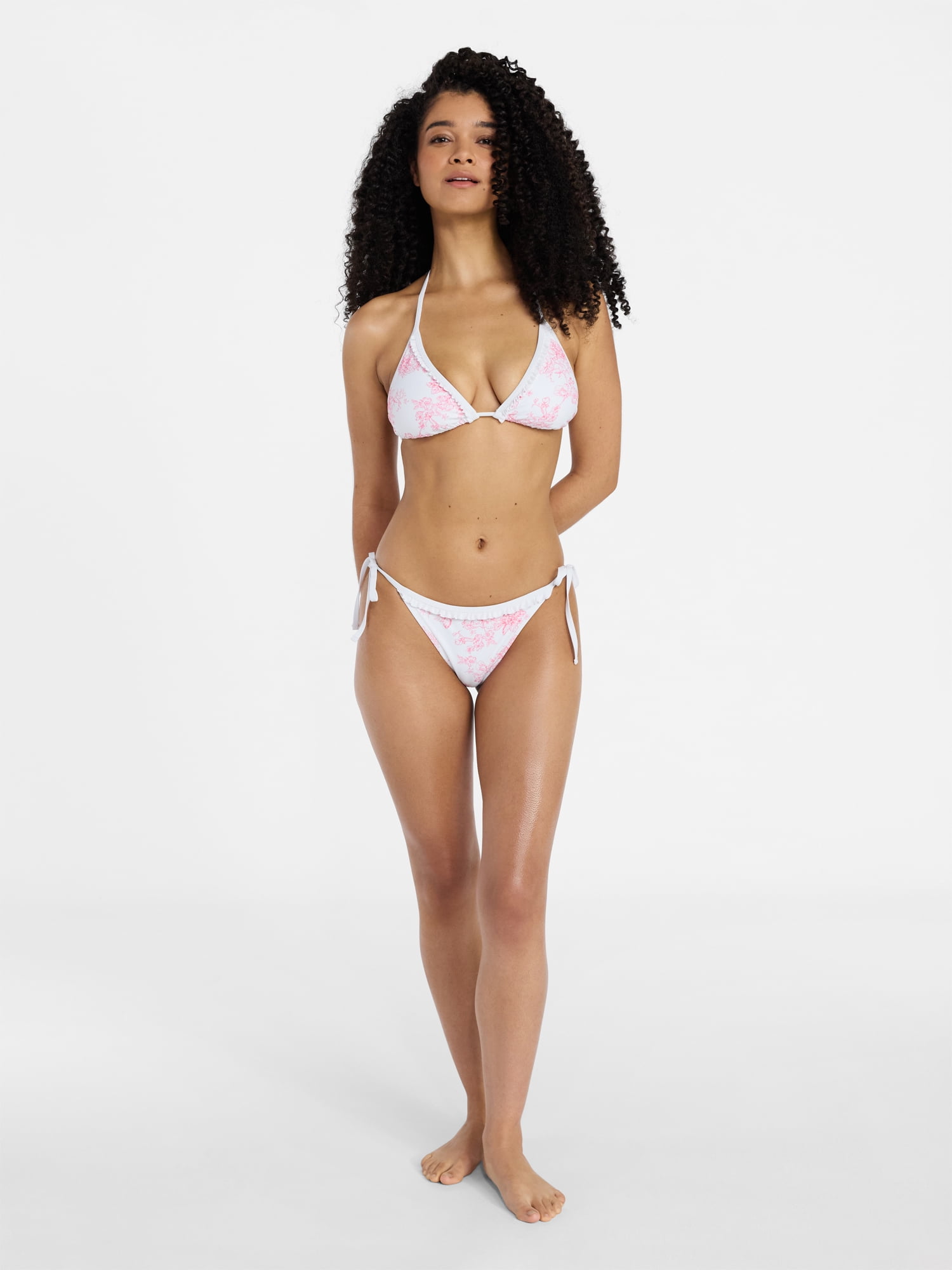 No Boundaries Ruffle String Bikini Bottoms, Women's XXS-XXL