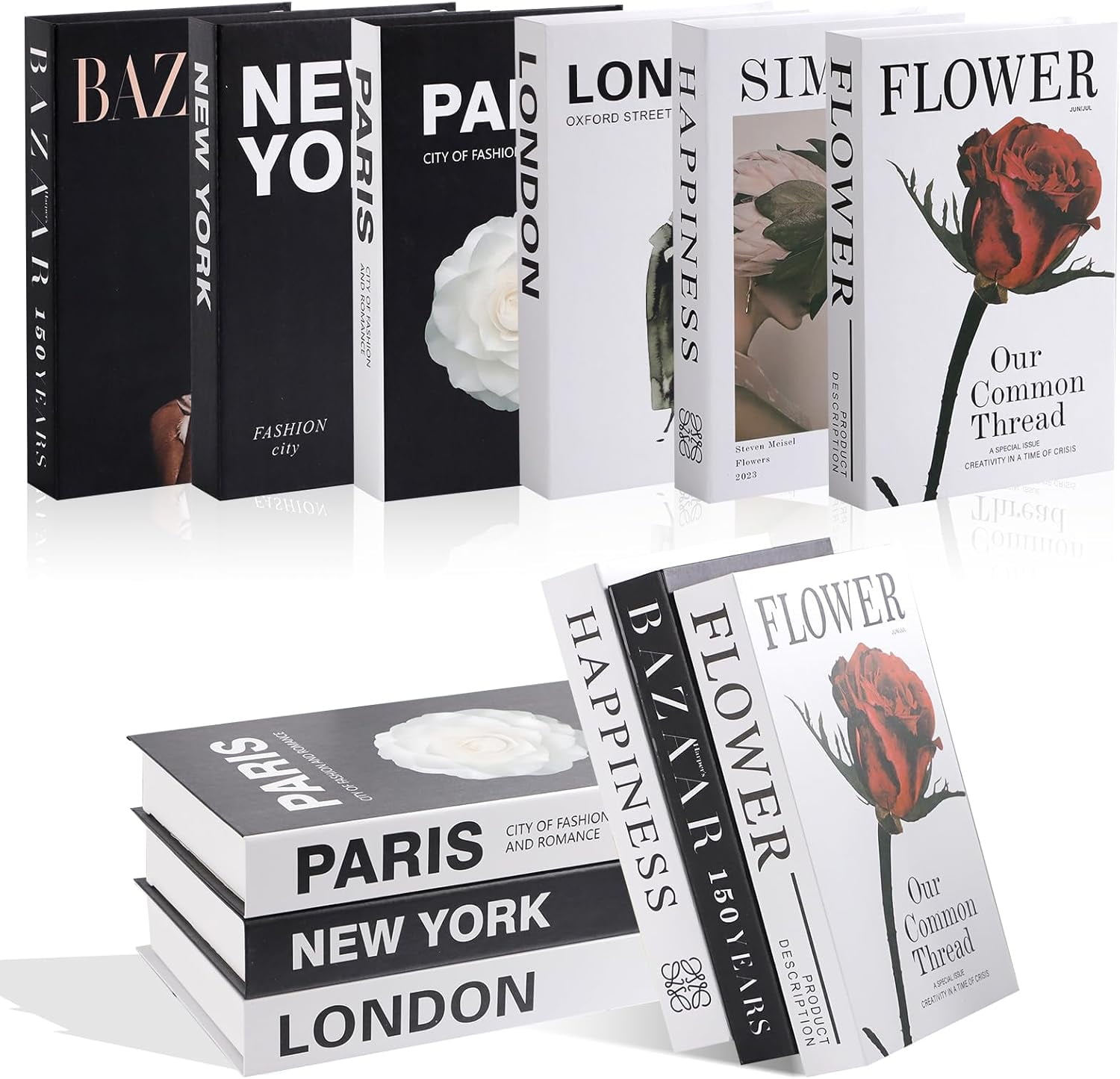 LIOUCBD 6pcs Decorative Book for Room Decor, Aesthetic Fake Book for Home Decor, Fashion Faux Book Modern Decor Books for Coffee Table Bookshelf Library