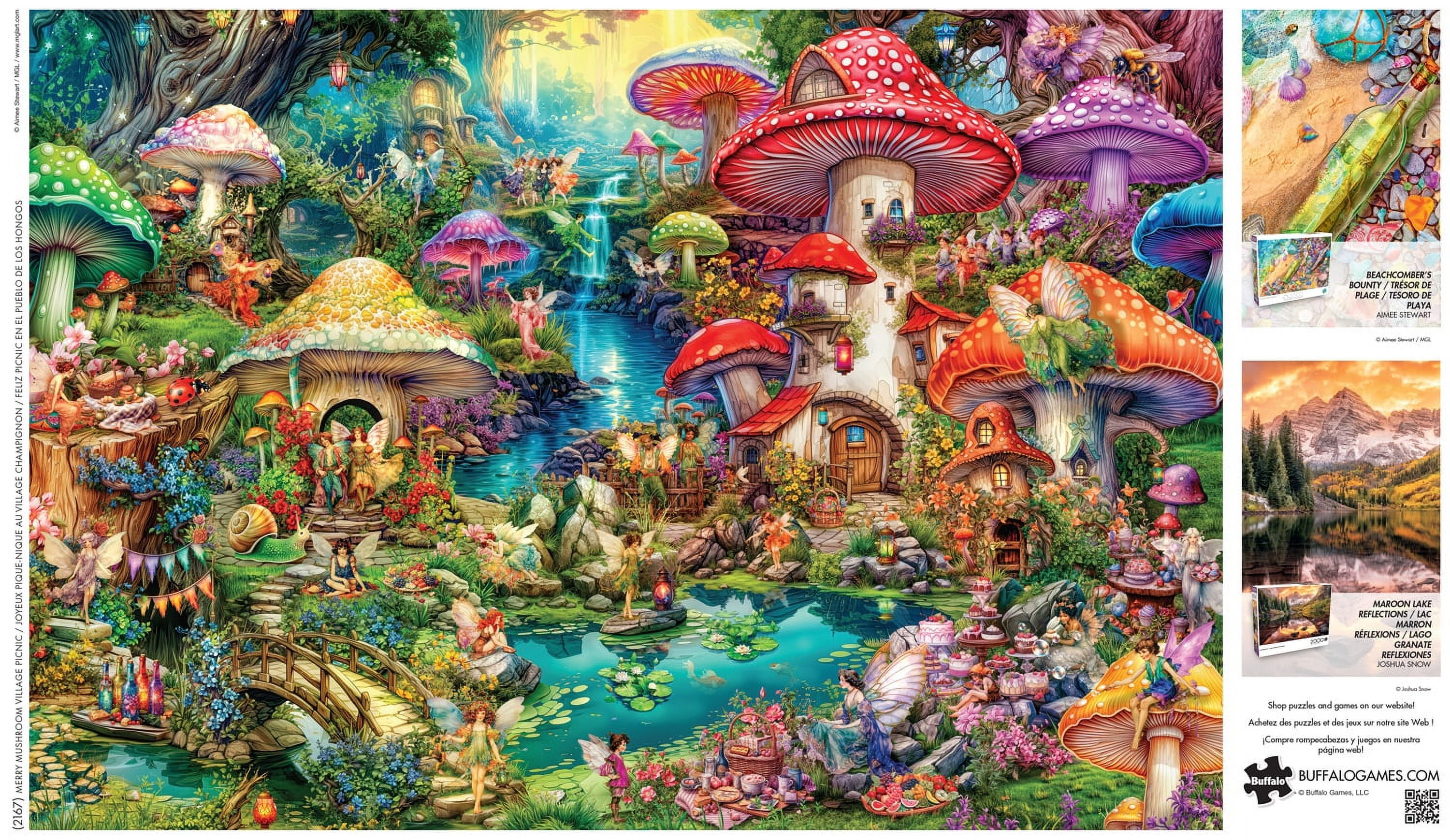 Buffalo Games Merry Mushroom Village Picnic 2000-Piece Interlocking Jigsaw Puzzle for Adults Ages 14 and Older
