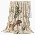 thumbnail image 2 of Rustic Woodland Animals, Peaceful Bird Art Scene, Warm Flannel Blanket for Cabin and Lodge with Detailed Artwork, Bird Lovers Housewarming Gift, Artistic Home Decor, 2 of 9