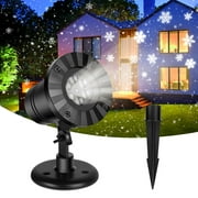 Christmas Snowflake Projector Lights LED Moving White Snowflake Spotlight Outdoor Waterproof Landscape Decorative Lighting for Xmas Holiday Party Wedding Garden Patio