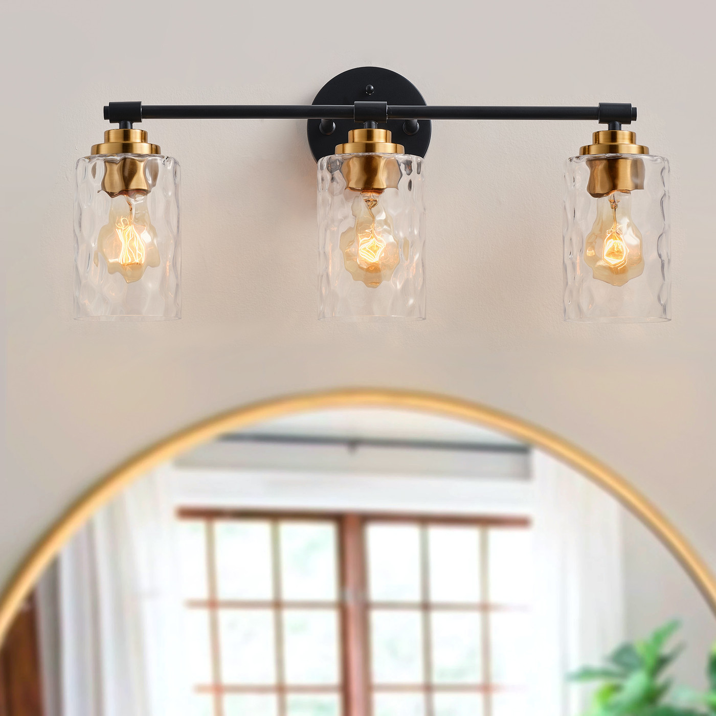 Aiwen 3-Light Stunning Vanity Light Modern Wall Sconce with Crystal Shade Rustic Bathroom Light Fixture over Mirror