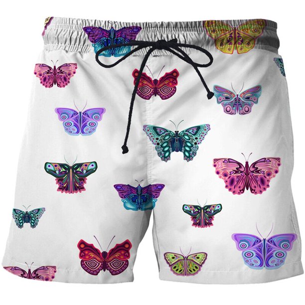Cartoon Butterfly Graphic Beach Shorts Pants Men 3D Printed Surf Board Shorts Summer Hawaii Swimsuit Swim Trunks Cool Ice Shorts Fivean unisex