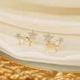 thumbnail image 6 of Mini Pearl Star Stud Earrings for Women 14K Gold Plated Small Cubic Zirconia Double Star Hoop Earrings, 6 of 6