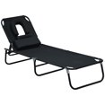 thumbnail image 1 of CoSoTower Chaise Longue d'Extérieur Pliante, Chaise Longue de Plage Inclinable Portable avec Ouverture pour le Visage, Coussin Détachable, Dossier Réglable à 4 Positions, pour Patio, Jardin, au Bord de la Piscine, Noir, 1 of 7