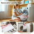 thumbnail image 6 of Hampers for Laundry Basket with Lid, 160L Extra Large 3 Section Clothes Divided Organizer for Bedroom, Laundry Room, Dirty Clothing Hamper, Pink, 6 of 14